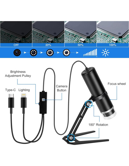 Microscopio Digital USB Cainda 50x-1600x HD para iOS y Android Microscopio Digital USB Cainda 50x-1600x HD para iOS y Android