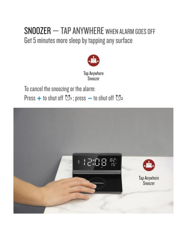 Reloj Despertador Digital Soundfreaq Charge Rise II Negro