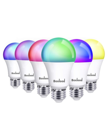 Bombilla Inteligente Boxlood RGB 7W E26 Paquete de 6 Bombilla Inteligente Boxlood RGB 7W E26 Paquete de 6