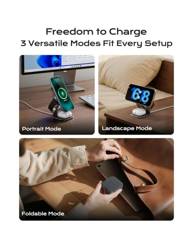 Cargador Inalámbrico Magnético KU XIU X40 25W 3 en 1 para iPhone