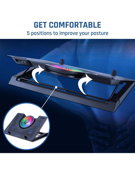 KLIM Nova Base de Enfriamiento para Laptop hasta 43 cm - RGB KLIM Nova Base de Enfriamiento para Laptop hasta 43 cm - RGB