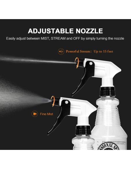 Botellas de Spray Uineko 24oz 3 Paquete Ajustables Transparentes Botellas de Spray Uineko 24oz 3 Paquete Ajustables Transparentes