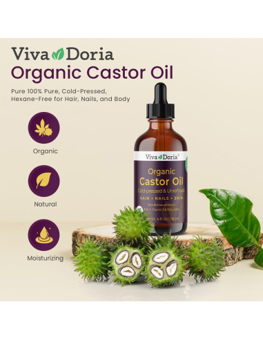 Aceite de Ricino Orgánico Viva Doria 118 ml - Prensado en Frío