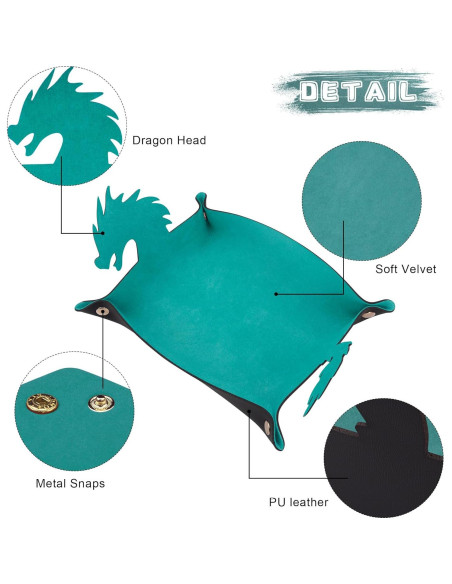 Bandeja de Dados Dragón SIQUK 2 Piezas PU Cuero D&D RPG Bandeja de Dados Dragón SIQUK 2 Piezas PU Cuero D&D RPG