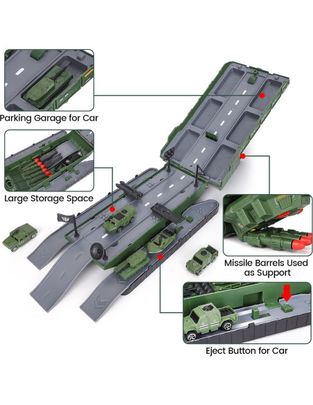 Juguete de Tanque Militar ToyBay con 6 Vehículos y Sonido Juguete de Tanque Militar ToyBay con 6 Vehículos y Sonido