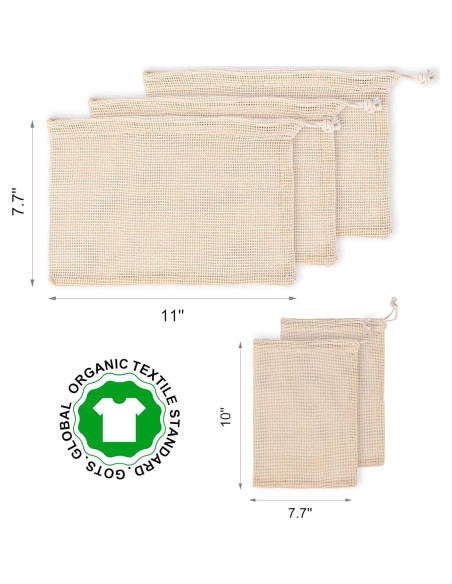 5 Bolsas Reutilizables de Produce Hndnrxue - Lavables y Transpirables 5 Bolsas Reutilizables de Produce Hndnrxue - Lavables y Transpirables