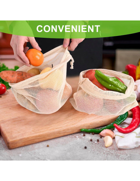 5 Bolsas Reutilizables de Produce Hndnrxue - Lavables y Transpirables 5 Bolsas Reutilizables de Produce Hndnrxue - Lavables y Transpirables