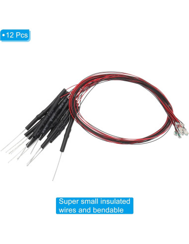 LED Micro Pre-cableado PATIKIL 1206 Rojo 12 Pcs 3-6V