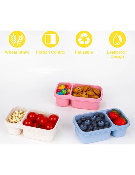 Contenedores de Snack Reutilizables DOSEWART 2 Compartimentos 260g Contenedores de Snack Reutilizables DOSEWART 2 Compartimentos 260g
