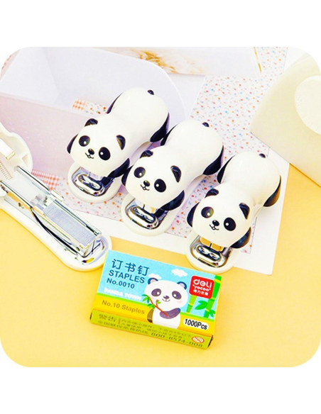 Mini Grapadora de Escritorio DECORA Panda con 1000 Grapas