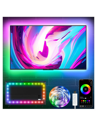 Luces LED de Respaldo KSIPZE 5m para TV 114-191 cm RGB Bluetooth