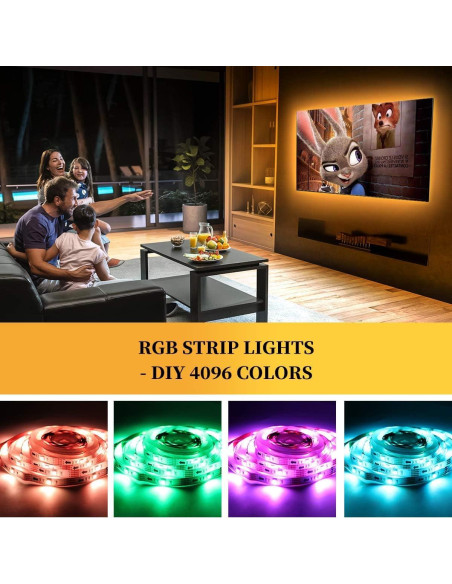 Tira LED RGB BASON LIGHTING 9.8ft para TV 32-58" Control Remoto Tira LED RGB BASON LIGHTING 9.8ft para TV 32-58" Control Remoto