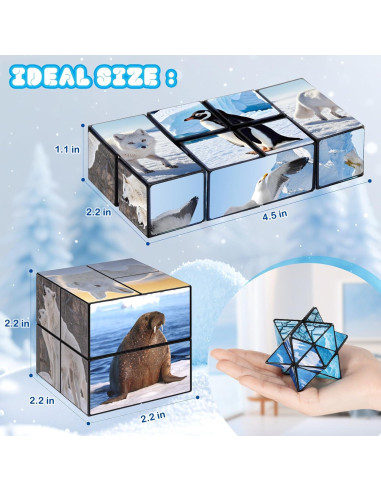 Cubo Antiestrés 2 en 1 Yoshimoto Animales Polares 5.58cm