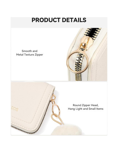 Cartera de Tarjetas RFID BOSTANTEN de Cuero Beige para Mujer