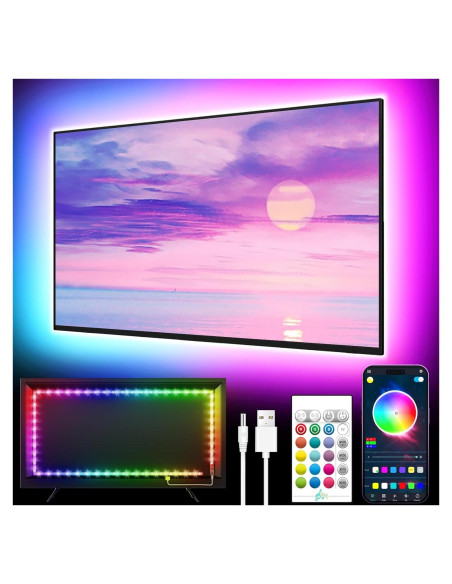 Luces LED GIPOYENT 5m RGB para TV 45-75" con Bluetooth Luces LED GIPOYENT 5m RGB para TV 45-75" con Bluetooth