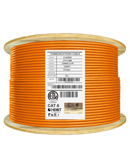 Cable Riser Blindado Cat6 Elite Infinity 1000 pies 550MHz Naranja Cable Riser Blindado Cat6 Elite Infinity 1000 pies 550MHz Naranja