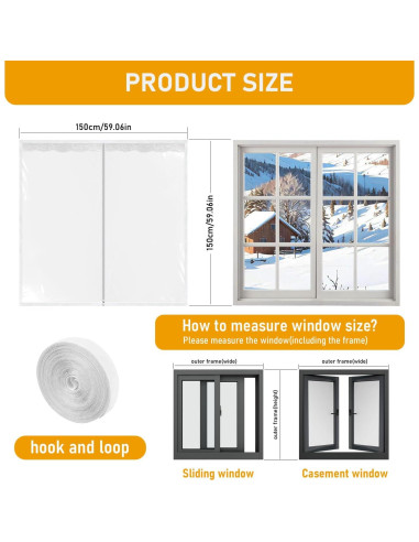 Kit de Aislamiento de Ventana MANOPAWS 150x150 cm Película Clara
