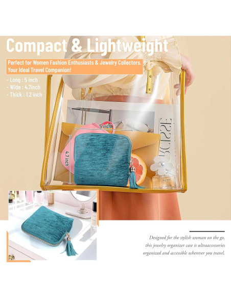 Organizador de Joyería LOTOFUN para Viaje 5 Capas Terciopelo Azul Organizador de Joyería LOTOFUN para Viaje 5 Capas Terciopelo Azul
