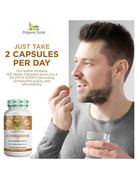 Cápsulas de Ashwagandha Orgánica Veda 1500mg - 120 Veggie Cápsulas de Ashwagandha Orgánica Veda 1500mg - 120 Veggie