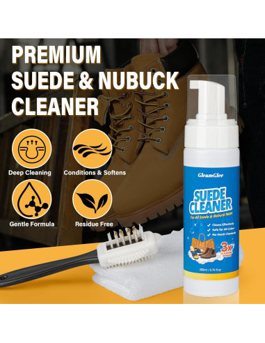 Kit Limpiador de Ante GleamGlee 330g - Restaura Zapatos y Botas