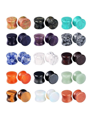 Set de 30 Tapones de Oído de Piedra Doblada Longbeauty 3mm-20mm