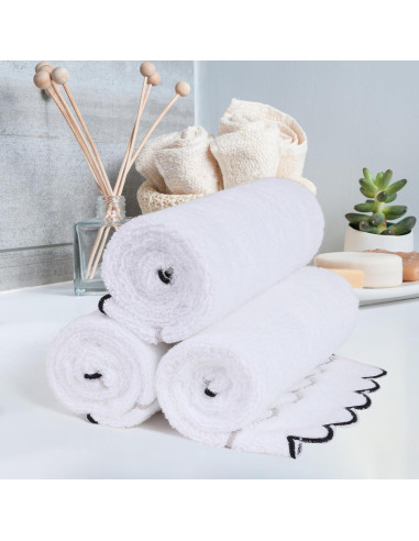 Juego de 2 Toallas de Mano 100% Algodón RRBXIA Gris y Negro 600 GSM