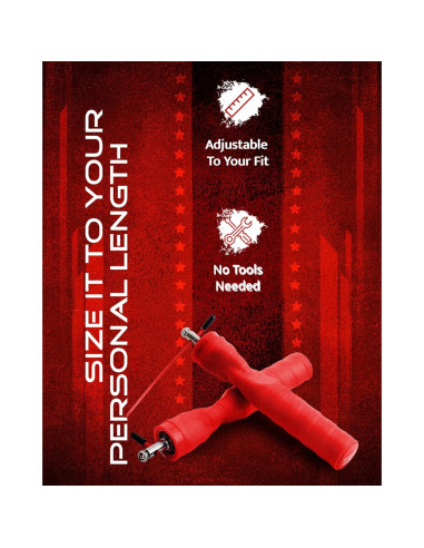 Cuerda de Salto WOD Nation Speed Roja Ajustable 3m Acero