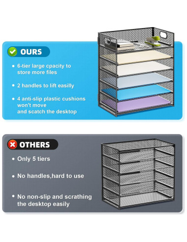 Organizador de Archivos Marbrasse 6 Niveles Malla Negro