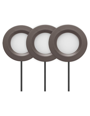 Kit de 3 Luces LED Puck Dimmables GETINLIGHT 3000K Bronce