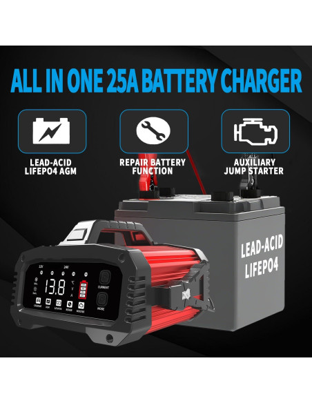 Cargador de Batería 25A Haibro 12V/24V Inteligente Cargador de Batería 25A Haibro 12V/24V Inteligente