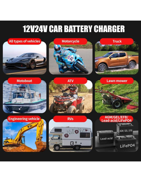 Cargador de Batería 25A Haibro 12V/24V Inteligente Cargador de Batería 25A Haibro 12V/24V Inteligente