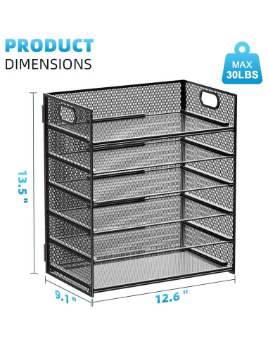 Organizador de Archivos Marbrasse 6 Niveles Malla Negro
