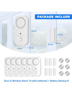 Sensores de Alarma de Puerta y Ventana ANKOSHUN 6 Paquete 2