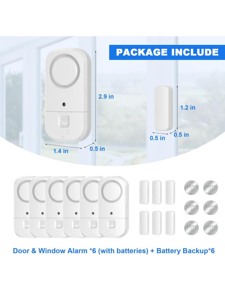 Sensores de Alarma de Puerta y Ventana ANKOSHUN 6 Paquete Sensores de Alarma de Puerta y Ventana ANKOSHUN 6 Paquete