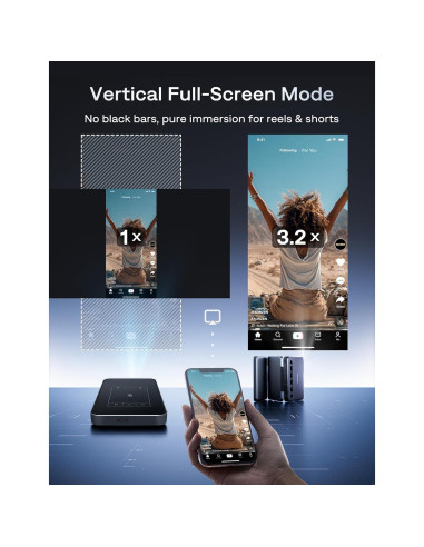 Proyector Mini Aurzen ZIP Tri-Fold Bluetooth 5.4 720p Gris