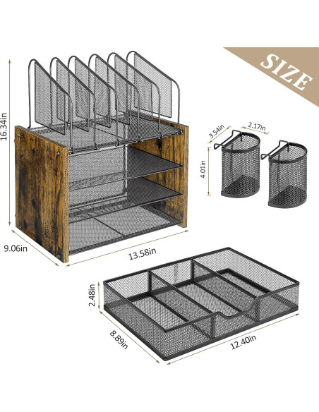 Organizador de Escritorio DAOUTIME con Cajón y 5 Compartimentos Organizador de Escritorio DAOUTIME con Cajón y 5 Compartimentos