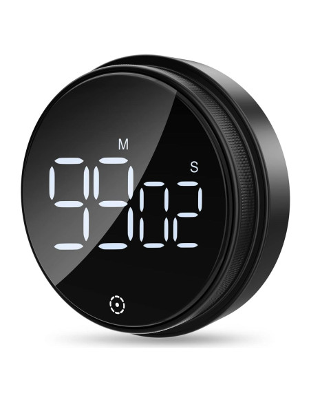Temporizador Digital AMIR Negro con Pantalla LED 3" y Volumen Ajustable Temporizador Digital AMIR Negro con Pantalla LED 3" y Volumen Ajustable