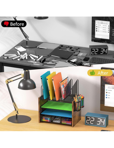 Organizador de Escritorio DAOUTIME con Cajón y 5 Compartimentos