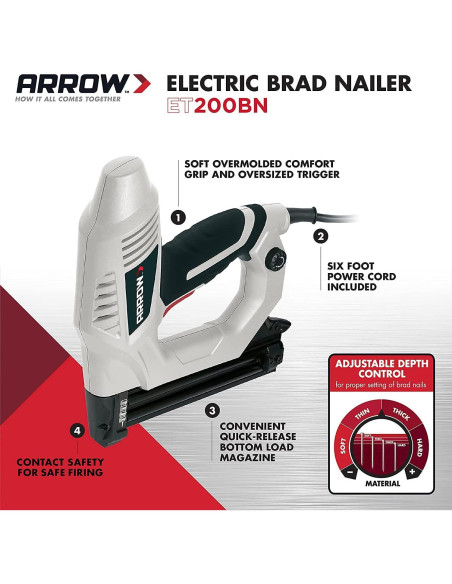 Clavadora eléctrica Brad Arrow ET200BN 2.58 kg ajustable Clavadora eléctrica Brad Arrow ET200BN 2.58 kg ajustable