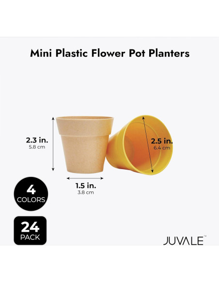 Juvale Paquete de 24 Macetas de Plástico Multicolor 6.4x5.8 cm Juvale Paquete de 24 Macetas de Plástico Multicolor 6.4x5.8 cm
