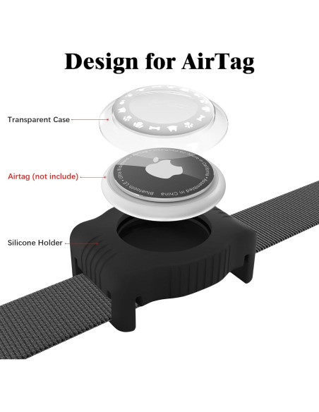 Soporte para AirTag de Perro WhoseID - Silicona y ABS Negro Soporte para AirTag de Perro WhoseID - Silicona y ABS Negro