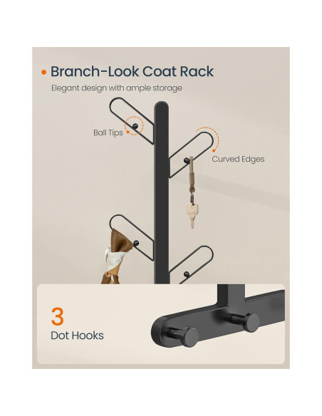Perchero de Pared SONGMICS HOME Negro Tinta 7 Ganchos 21 kg Perchero de Pared SONGMICS HOME Negro Tinta 7 Ganchos 21 kg