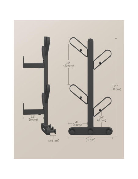 Perchero de Pared SONGMICS HOME Negro Tinta 7 Ganchos 21 kg Perchero de Pared SONGMICS HOME Negro Tinta 7 Ganchos 21 kg