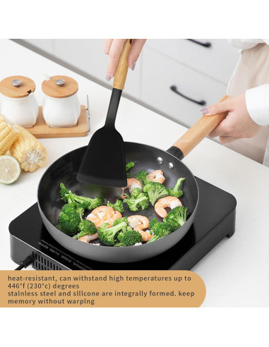 Juego de Utensilios de Cocina 22 Piezas GLORSIGN Silicona Negra