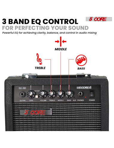 Amplificador de guitarra eléctrica 20W 5 Core con altavoz 6.5"