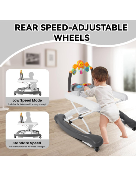 Andador Plegable 5 en 1 para Bebés Re-019 Gris, Altura Ajustable Andador Plegable 5 en 1 para Bebés Re-019 Gris, Altura Ajustable