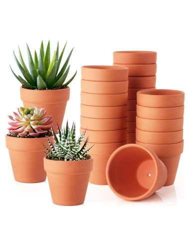 Paquete de 24 Macetas de Terracota 8 cm con Drenaje WinJiaYao