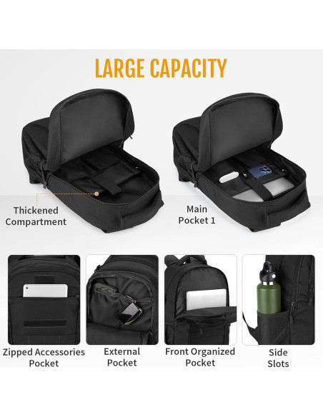 Mochila Táctica CamGo 15L Negra para Senderismo y Camping Mochila Táctica CamGo 15L Negra para Senderismo y Camping