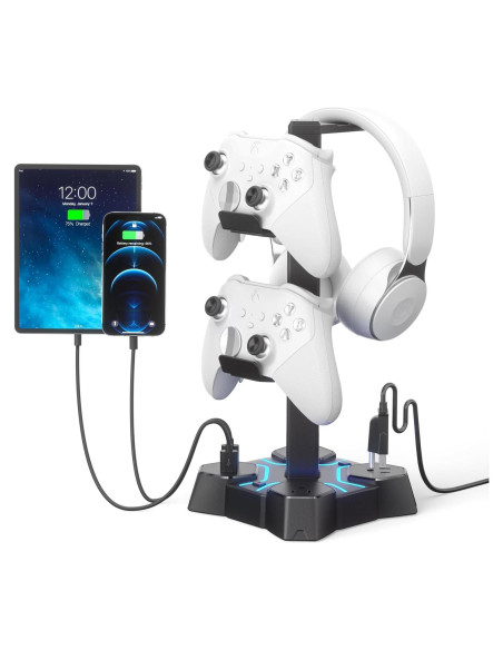 Soporte para Auriculares KDD con Cargador USB y 3 Salidas CA Soporte para Auriculares KDD con Cargador USB y 3 Salidas CA