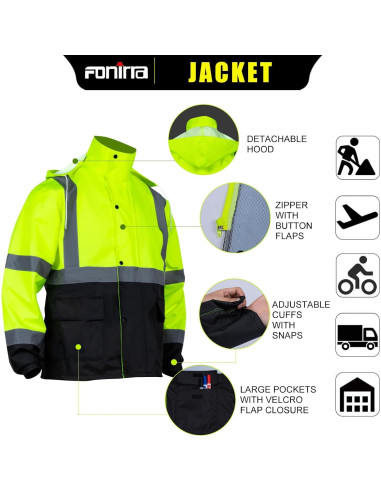 Chaqueta de Lluvia Hi Vis FONIRRA para Hombres Clase 3 Amarillo